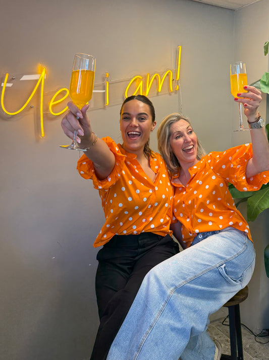 Ambika Blouse Polka Oranje - Peet kleding