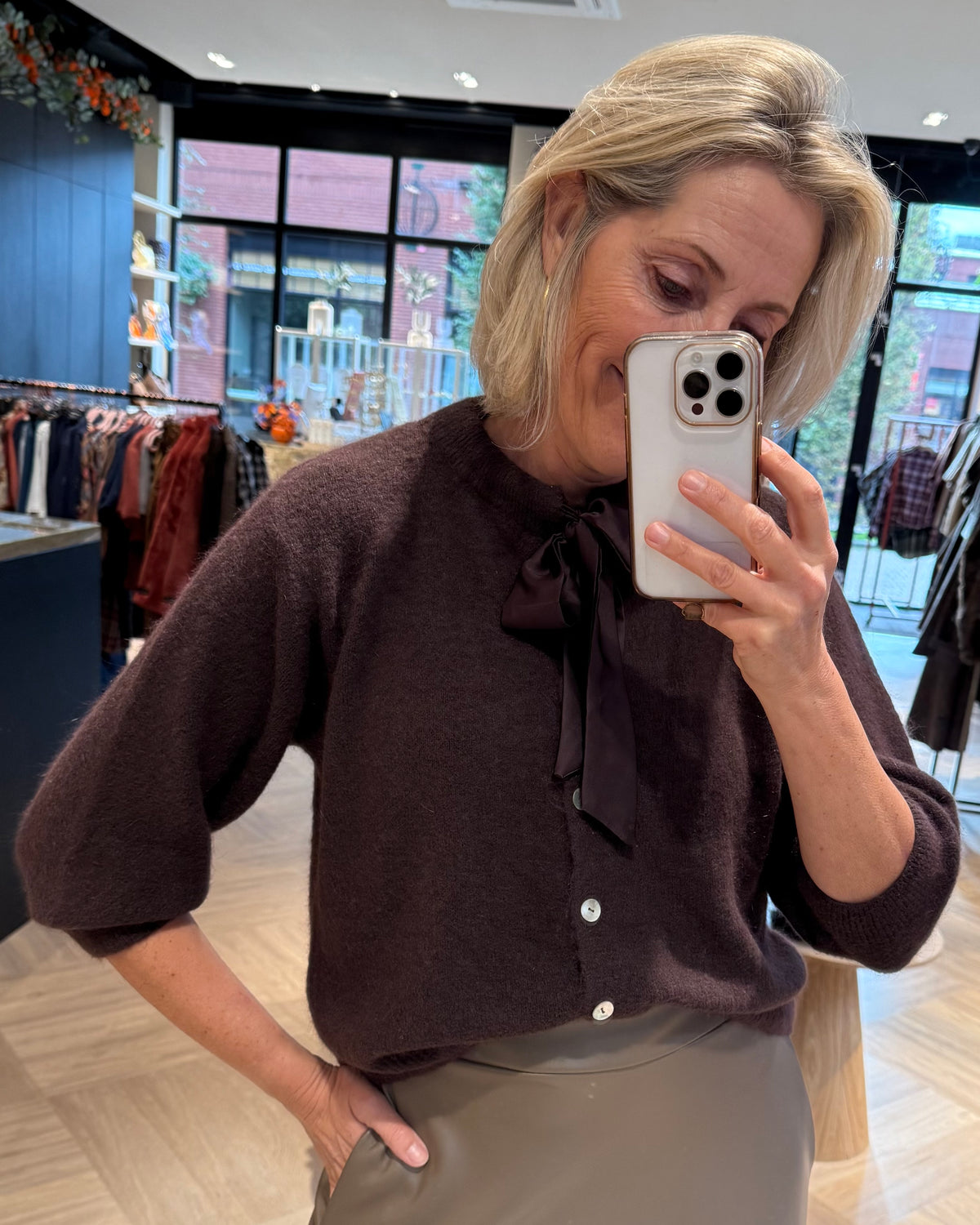 Angora Vest Strik Donkerbruin - Peet kleding