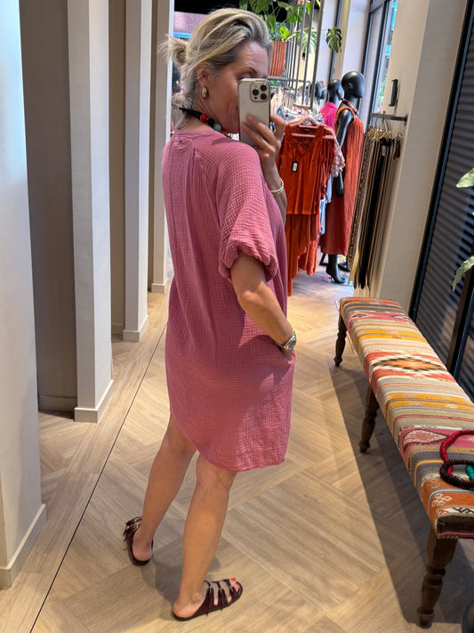 Jurk Gigi Mousseline Roze - Peet kleding