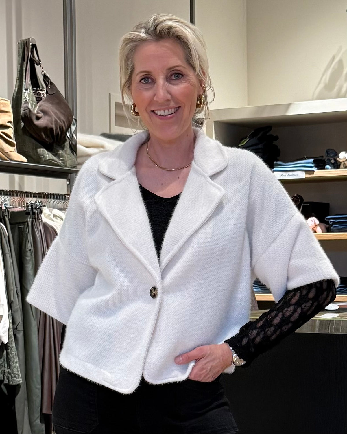 Fluffy Vest Jona Offwhite - Peet kleding