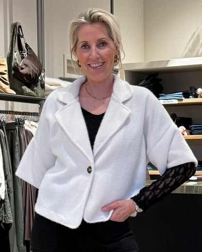 Fluffy Vest Jona Offwhite - Peet kleding