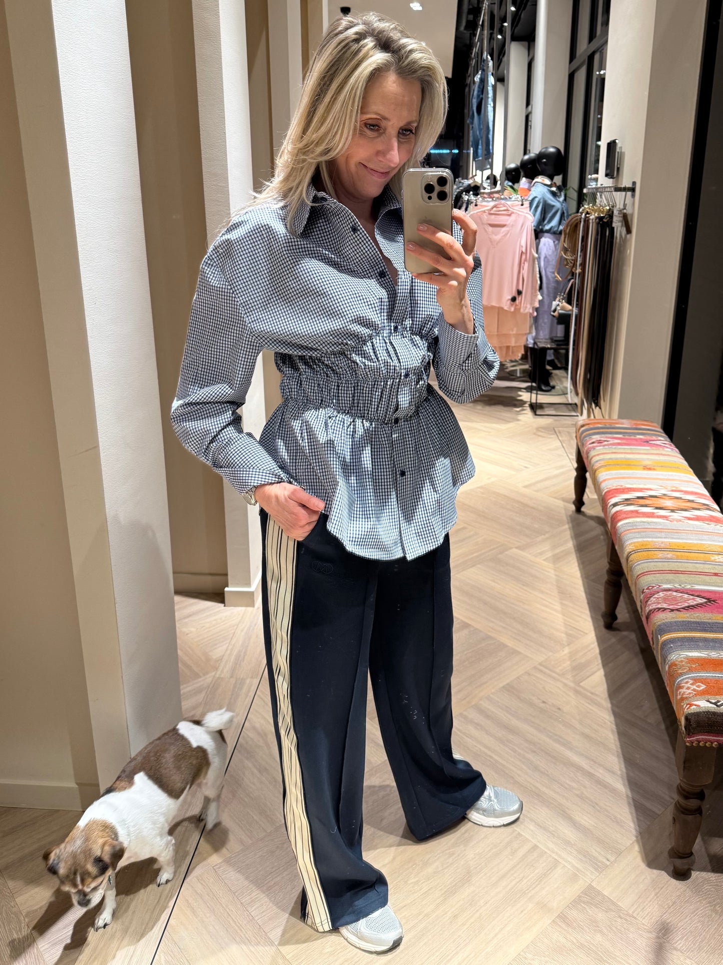 Ambika Blouse Ecem Ruit Navy - Peet kleding