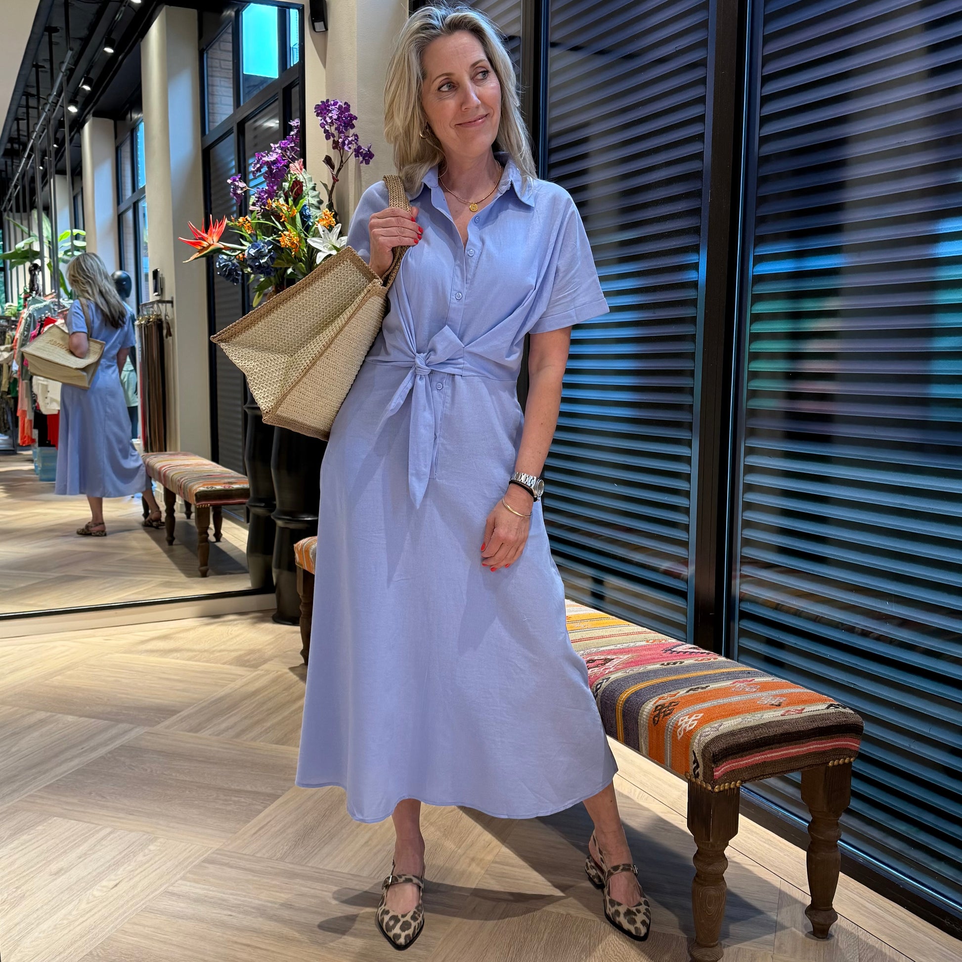 Azzurro Jurk Denia Blauw - Peet kleding