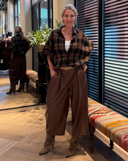 Broek Carol Culotte PU Bruin