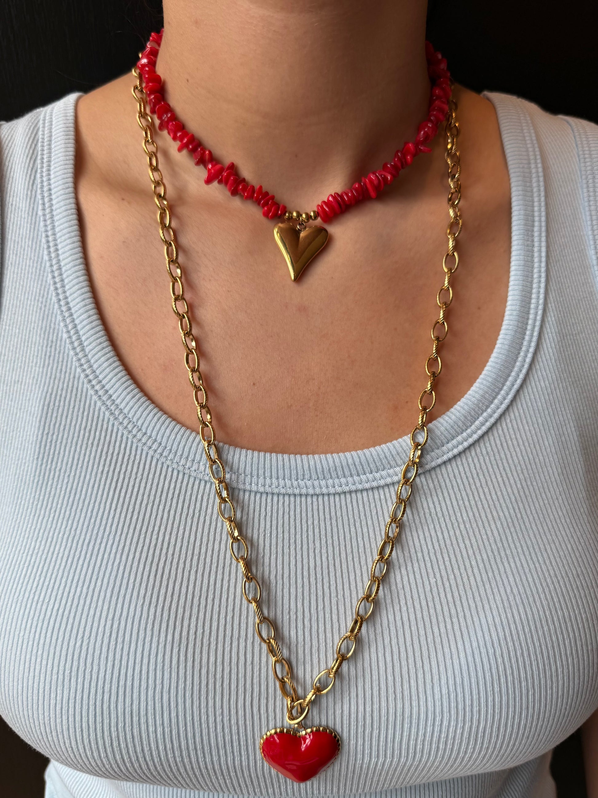 Ketting Goud Rood Hart - Peet kleding