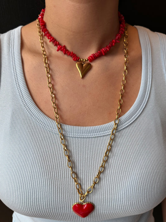 Ketting Goud Rood Hart - Peet kleding