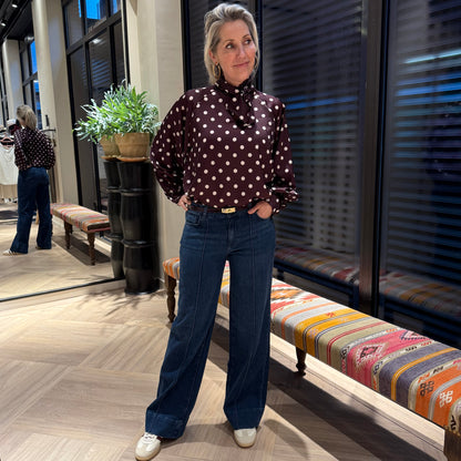 Blouse Dot Print Aubergine - Peet kleding