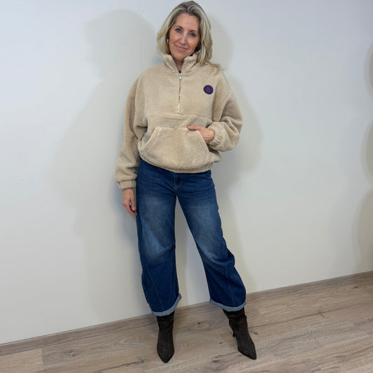 Azzurro Sweater Teddy Zand - Peet kleding