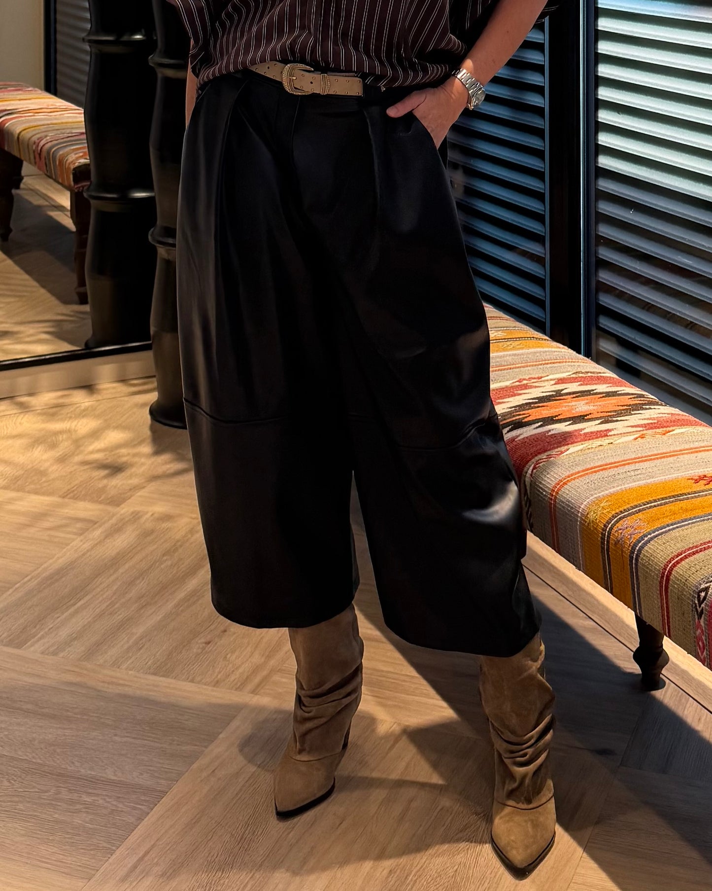 Broek Carol Culotte PU Zwart