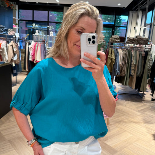 Azzurro Blouse Zia Petrol - Peet kleding
