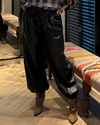Broek Parachute PU Zwart