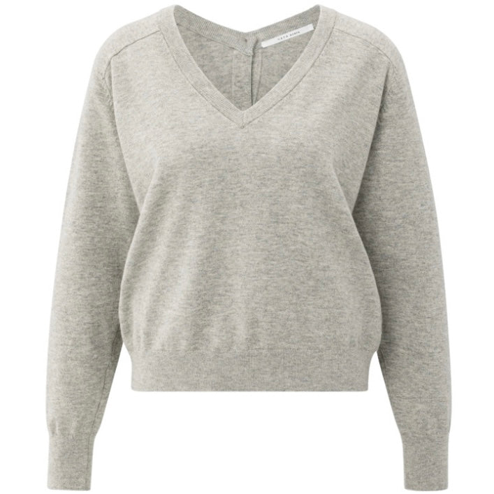 Yaya V-Hals Knopen Trui Grijs - Peet kleding