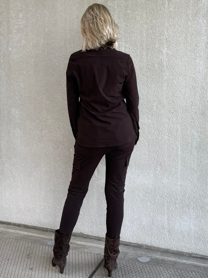 Triple Nine - Travel Blouse Mireille Donkerbruin - 4101 - Peet kleding