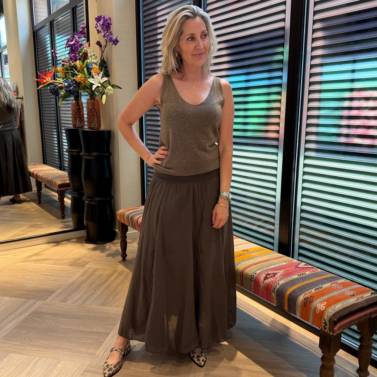 Triple Nine Topje Lurex Bruin - Peet kleding