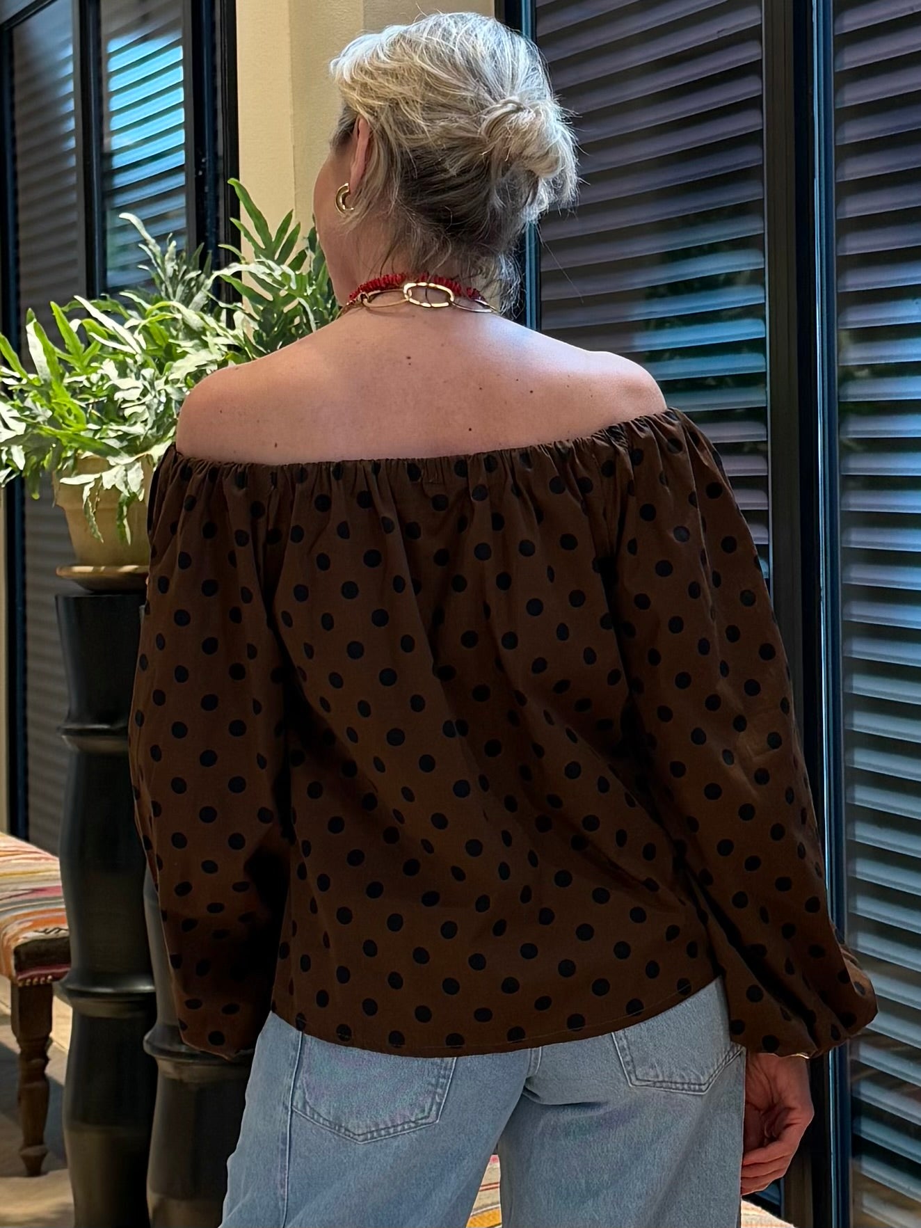 Ambika Top Polka Bruin Zwart - Peet kleding