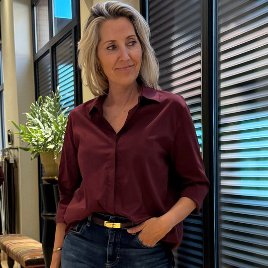 Basic Blouse Lisa Bordeaux - Peet kleding