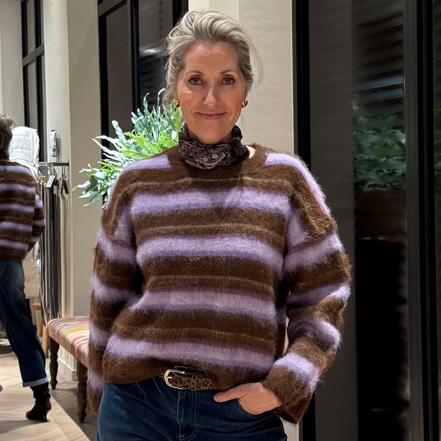 Azzurro Trui Stripes Lila - Peet kleding