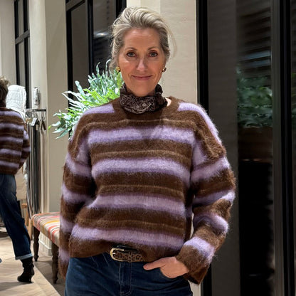 Azzurro Trui Stripes Lila - Peet kleding