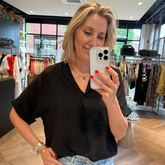 Azzurro Blouse Merle Zwart - Peet kleding