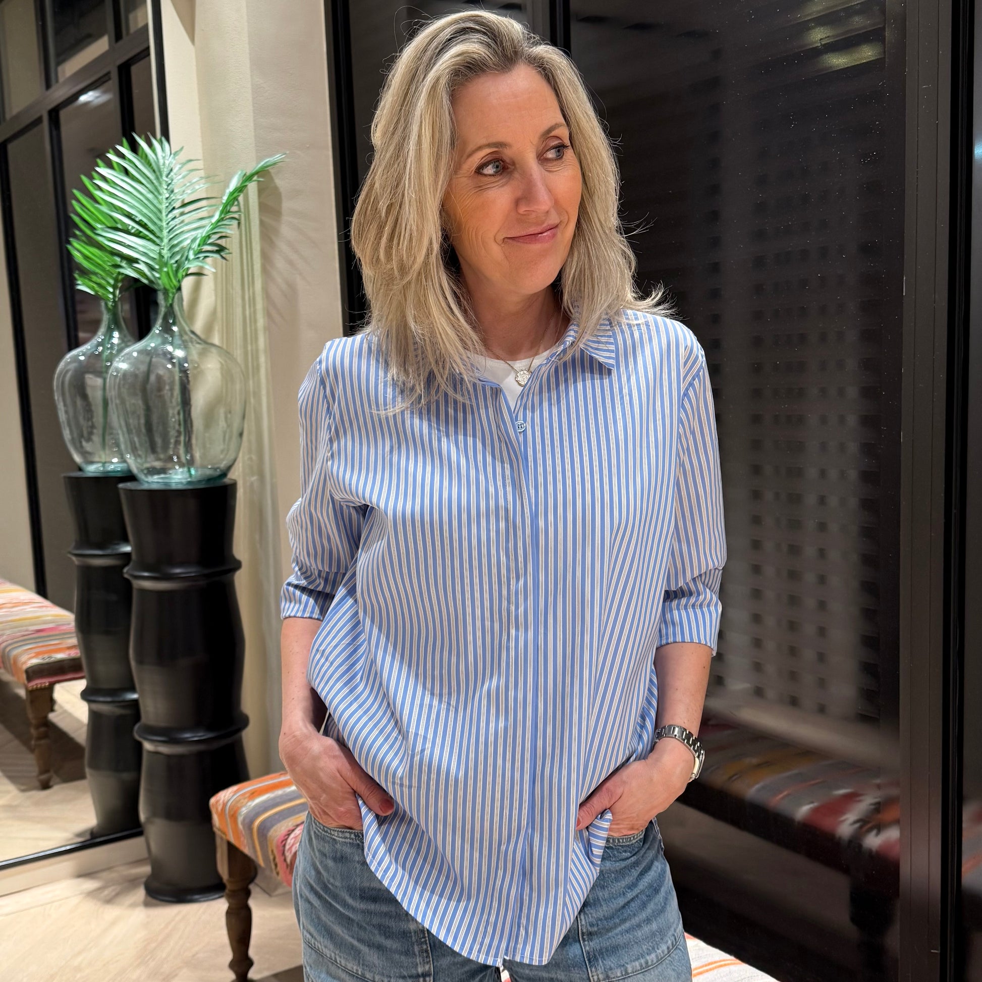 Blouse Cameron Streep Blauw - Peet kleding