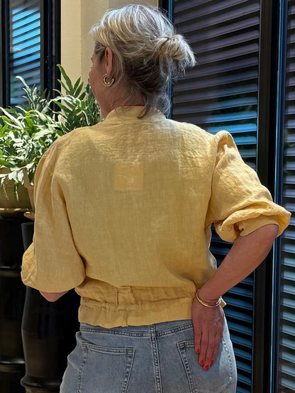 Linnen Blouson Maartje Geel - Peet kleding
