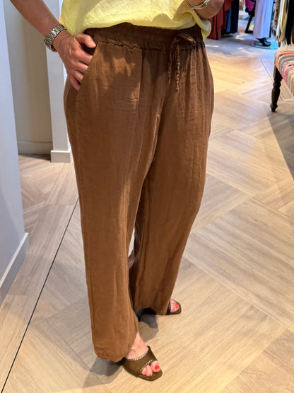 Broek Linnen Fiona Lichtbruin