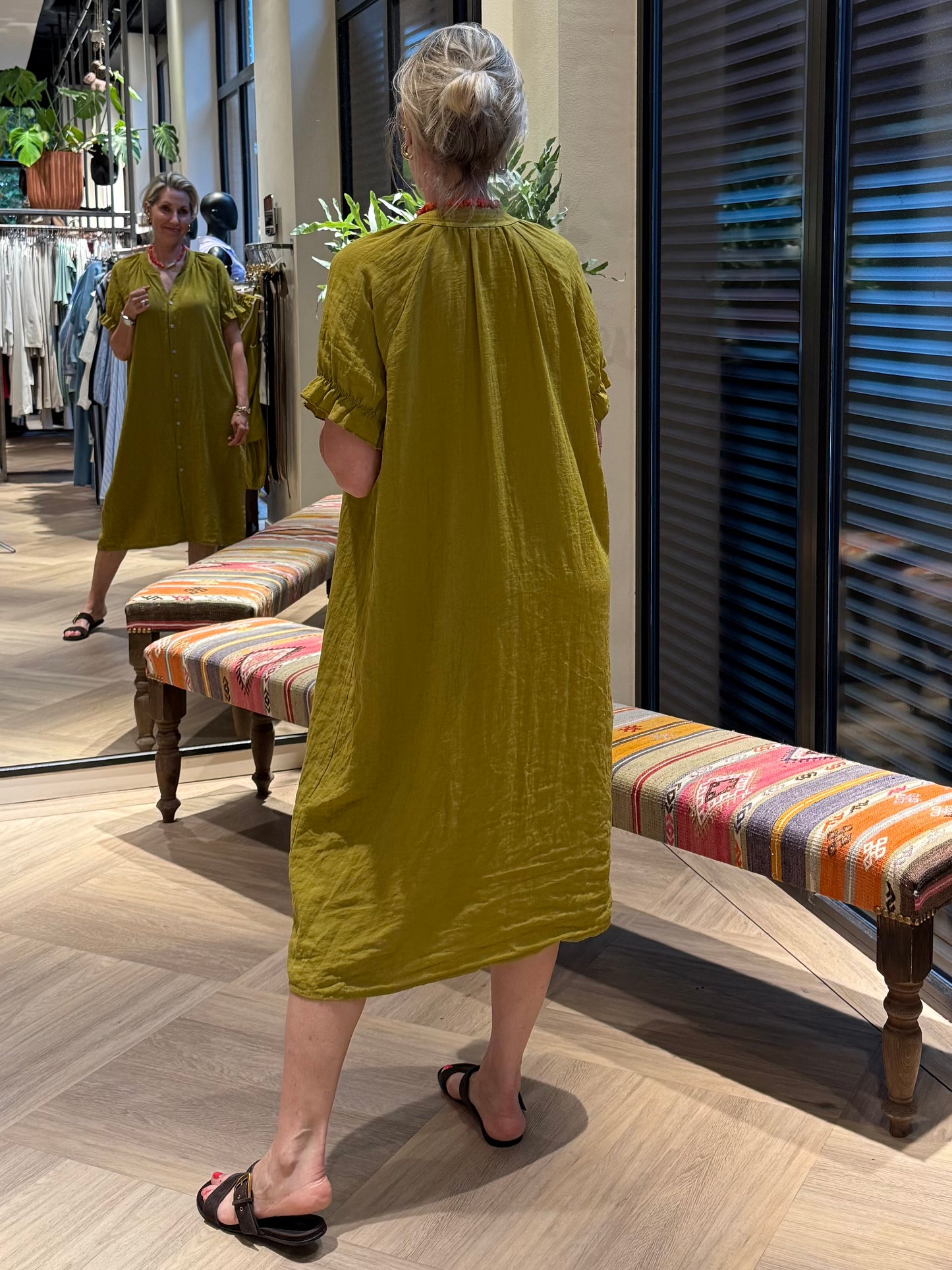 Jurk Amber Olijf - Peet kleding