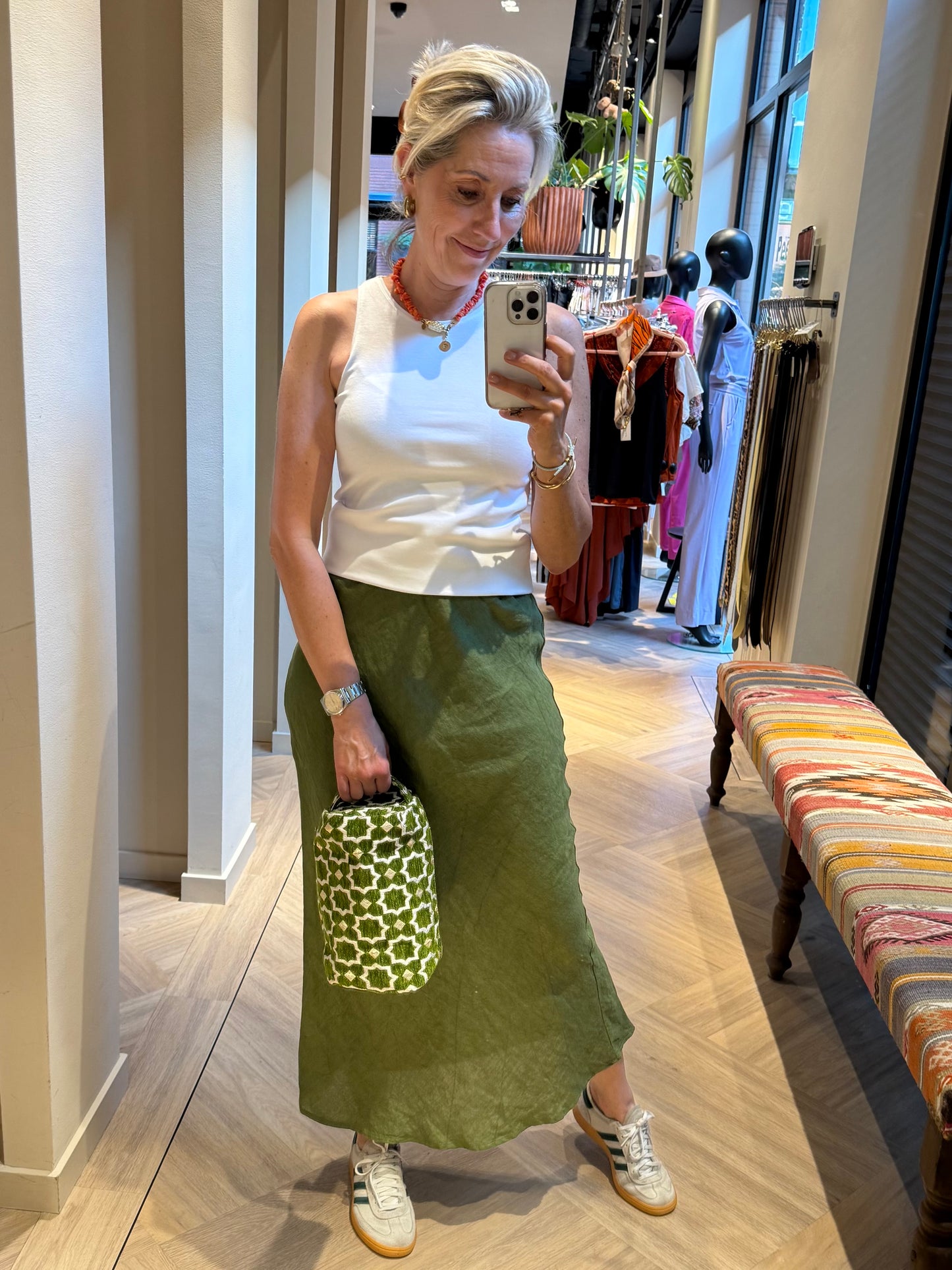 Toilet Tas Zelia Velour Print Groen