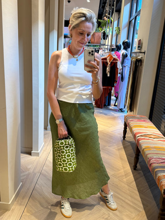 Toilet Tas Zelia Velour Print Groen - Peet kleding