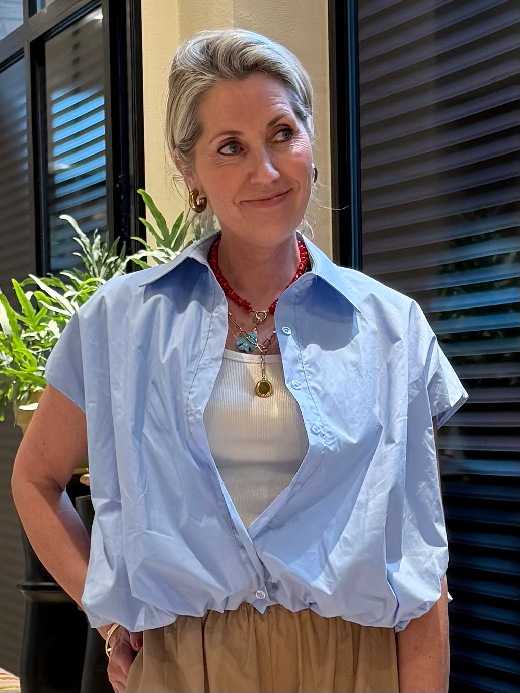 Ambika Blouse Boxy Lichtblauw - Peet kleding
