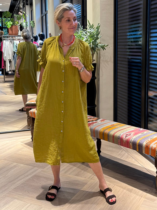 Jurk Amber Olijf - Peet kleding