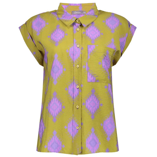 Geisha Blouse Groen Paars - Peet kleding