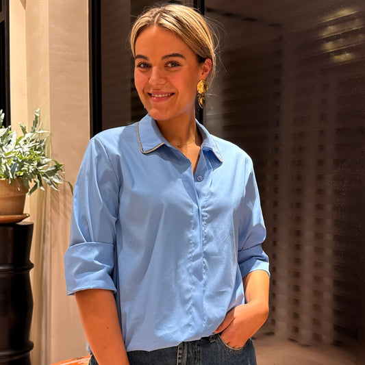 Blouse Lisa Lichtblauw Schitter - Peet kleding