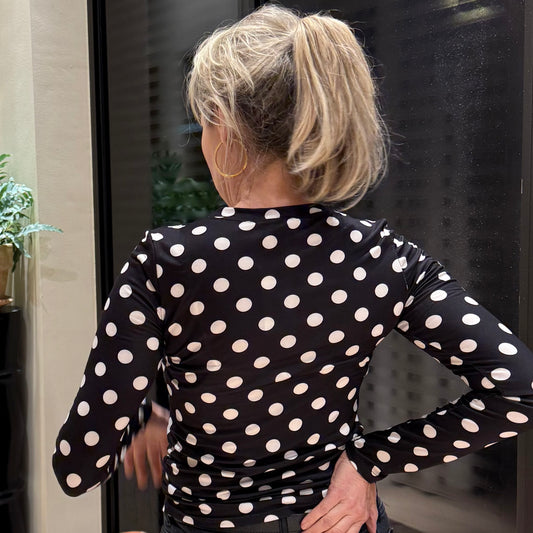 Azzurro Top Bella Dot Zwart Wit - Peet kleding