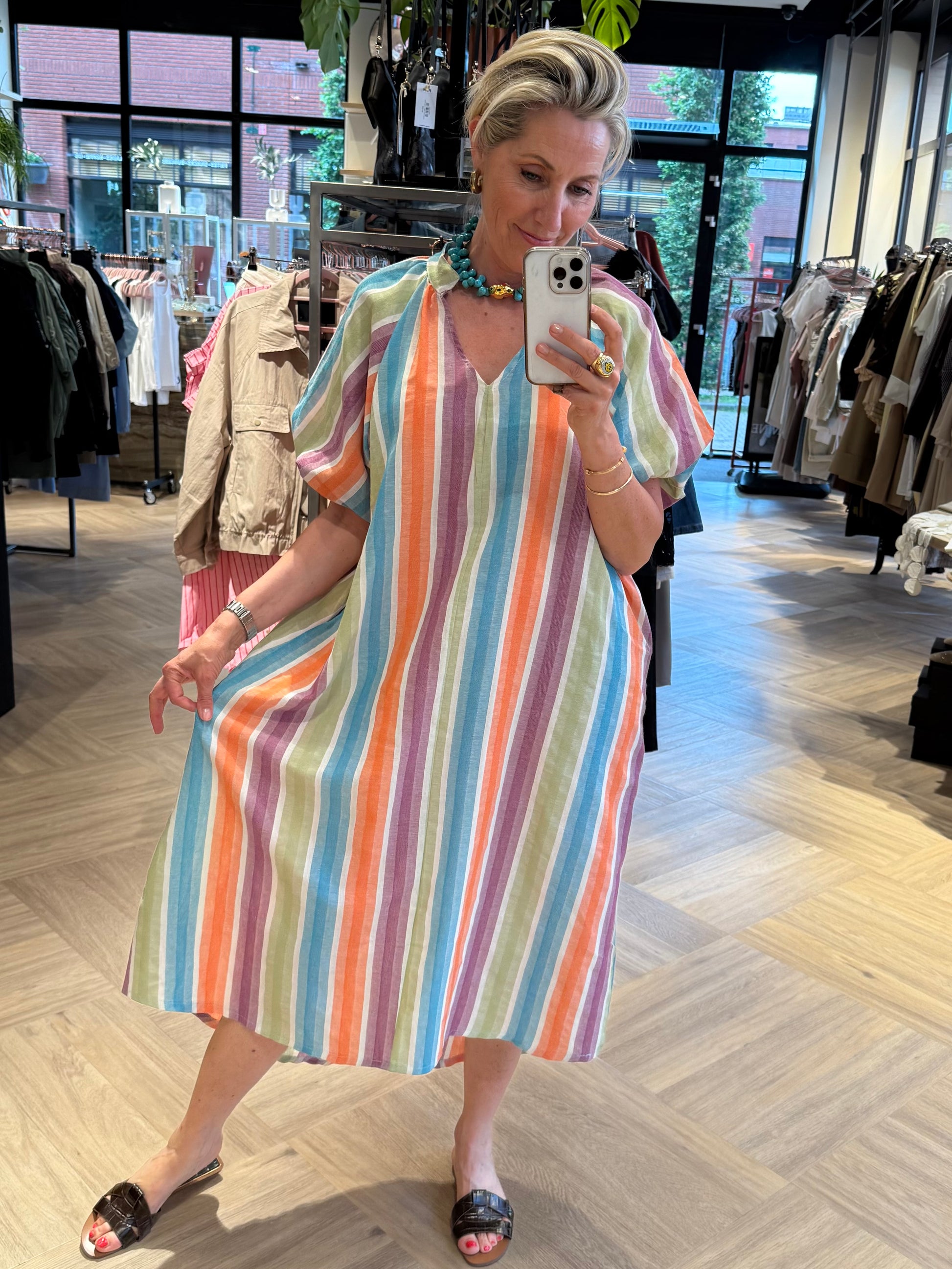 Jurk Linnen Jane Multi - Peet kleding