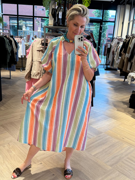 Jurk Linnen Jane Multi - Peet kleding
