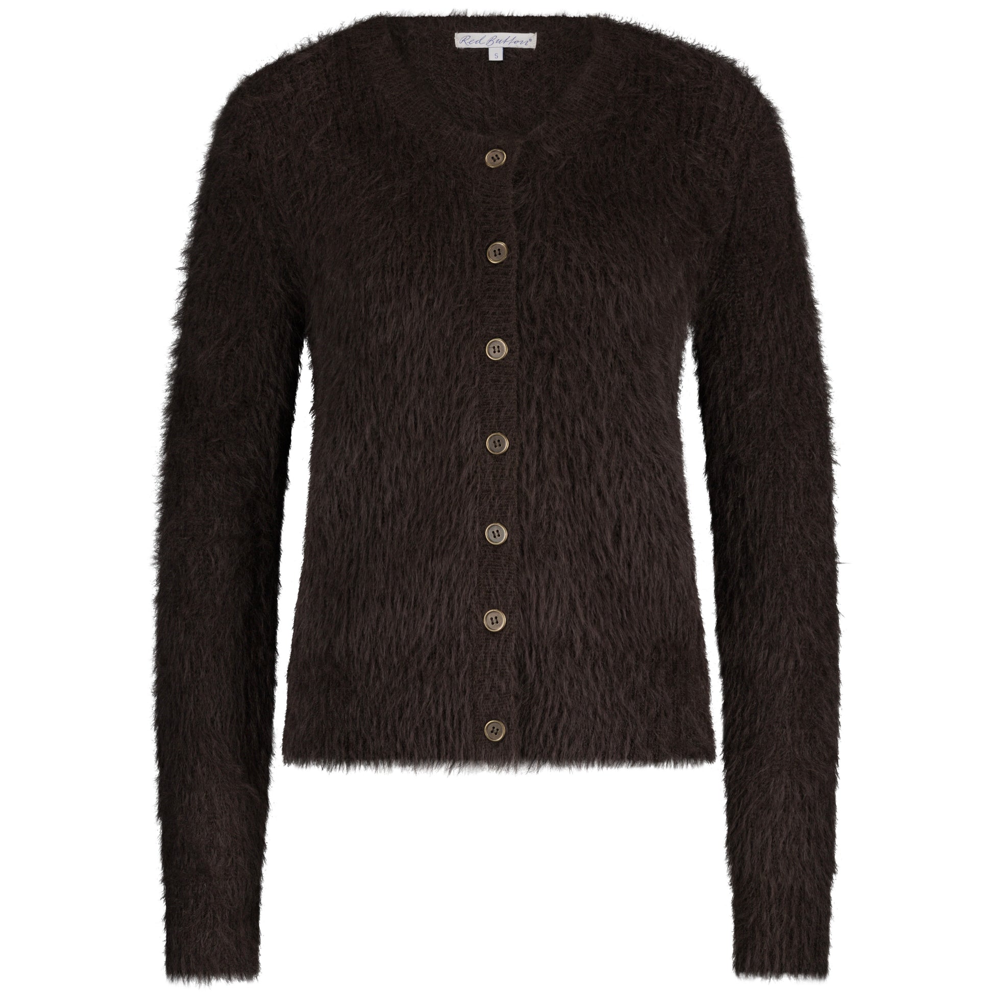 Red Button Vest Fuzzy Bruin - Peet kleding