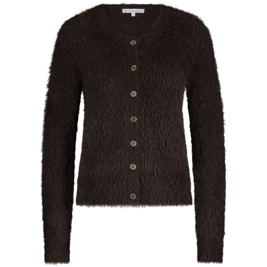 Red Button Vest Fuzzy Bruin - Peet kleding