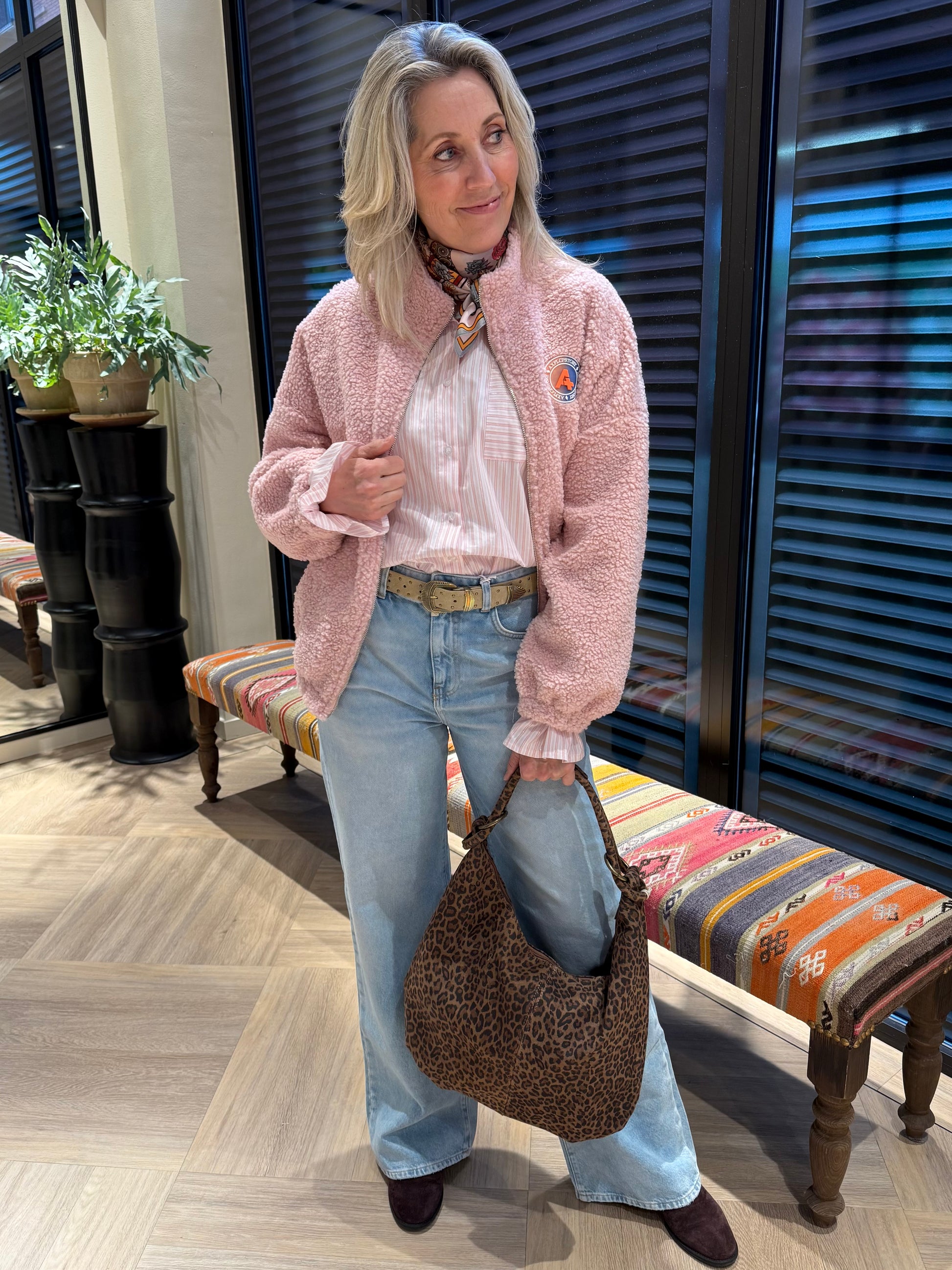 Azzurro Blouse Streep Roze - Peet kleding