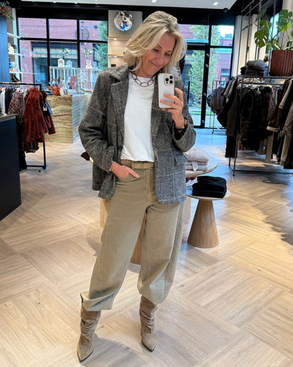 Blazer Velours Ruit Zwart - Peet kleding