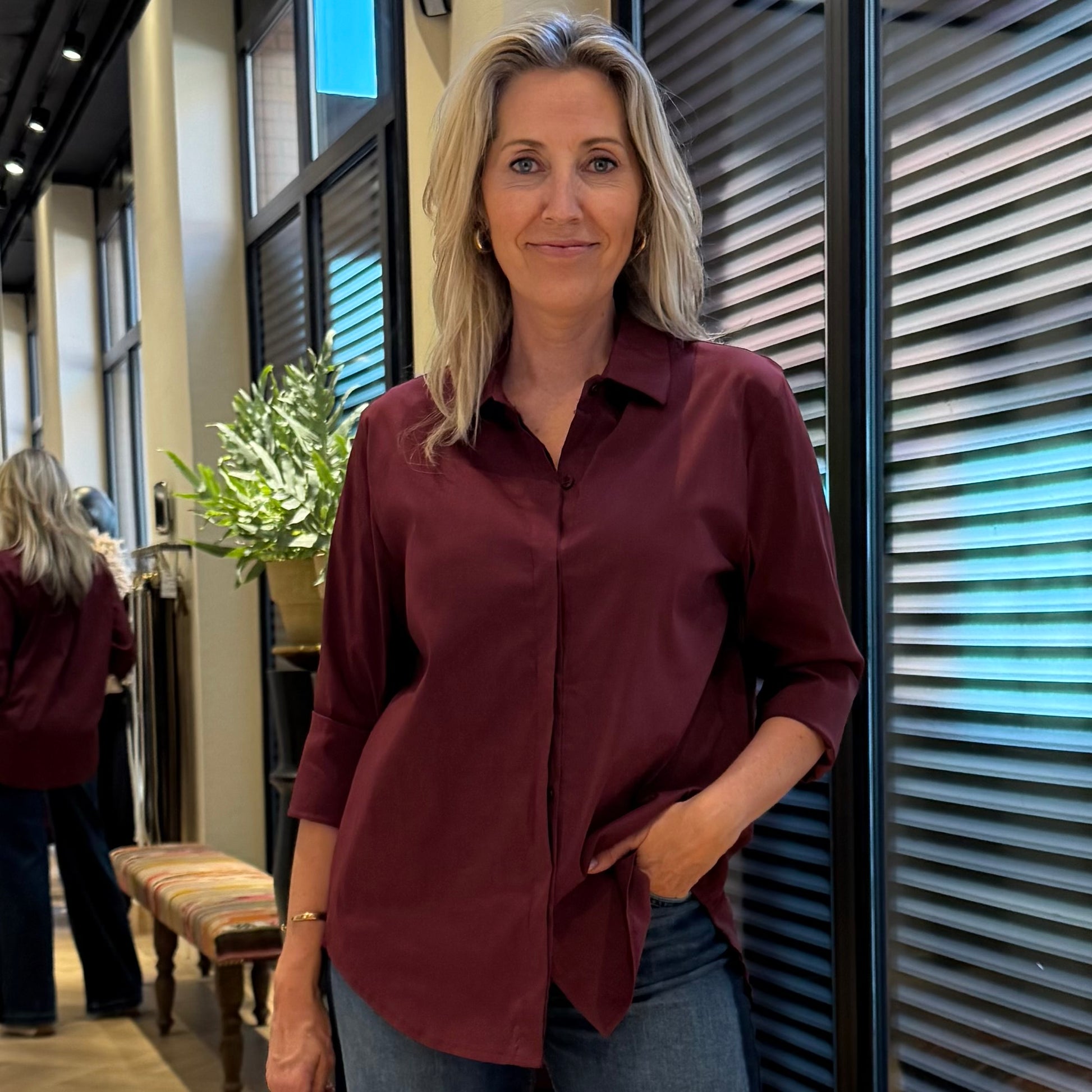 Basic Blouse Lisa Bordeaux - Peet kleding