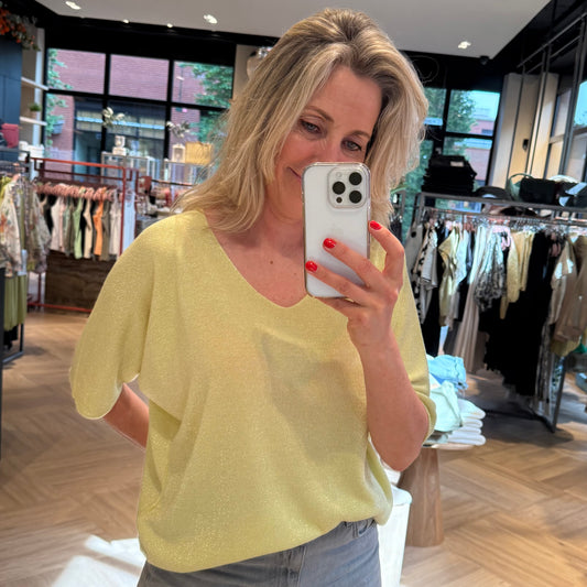 Triple Nine V-Hals Lurex Geel - Peet kleding