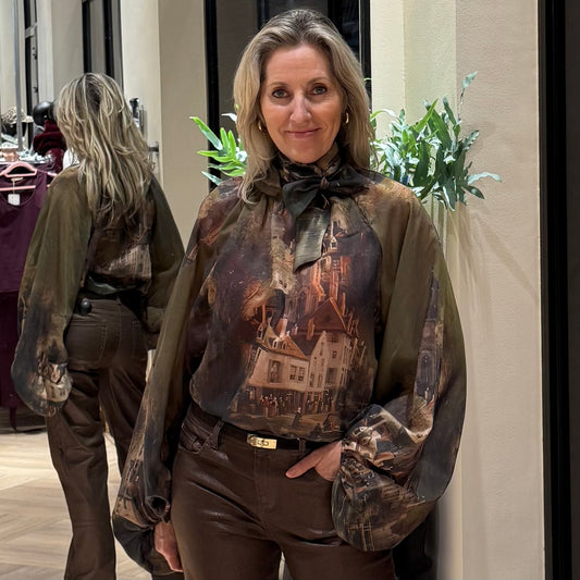 Blouse Art Print Groen - Peet kleding