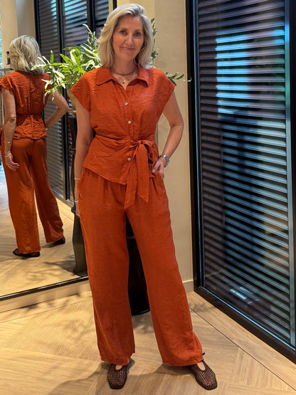 Broek Amy Wide Leg Brique - Peet kleding