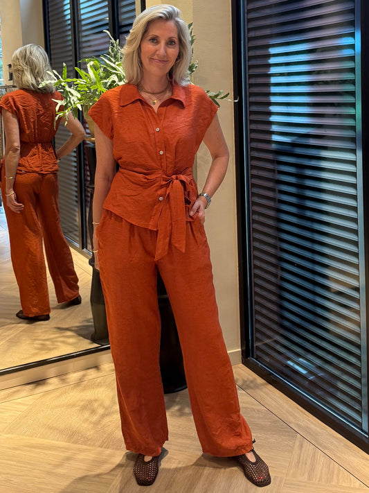 Broek Amy Wide Leg Brique - Peet kleding