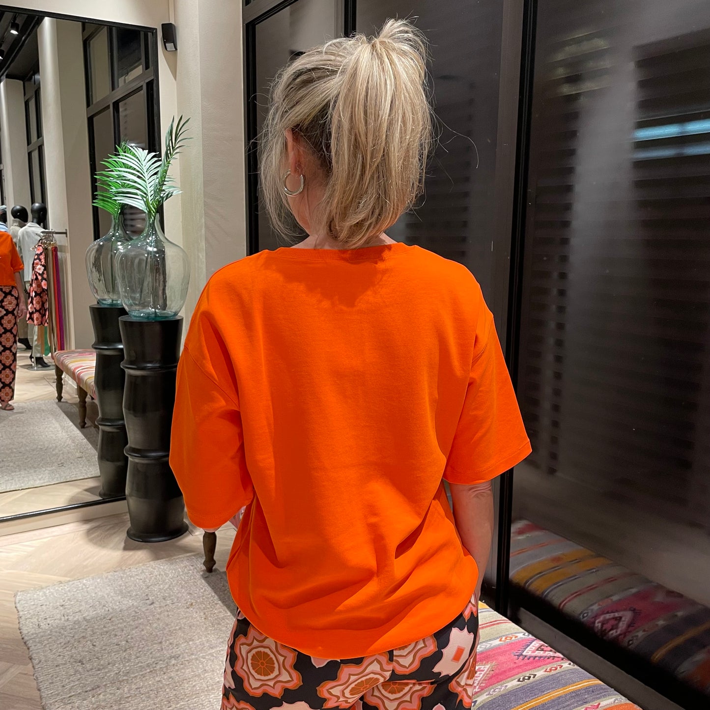 Geisha Sweat Korte Mouw Oranje - Peet kleding