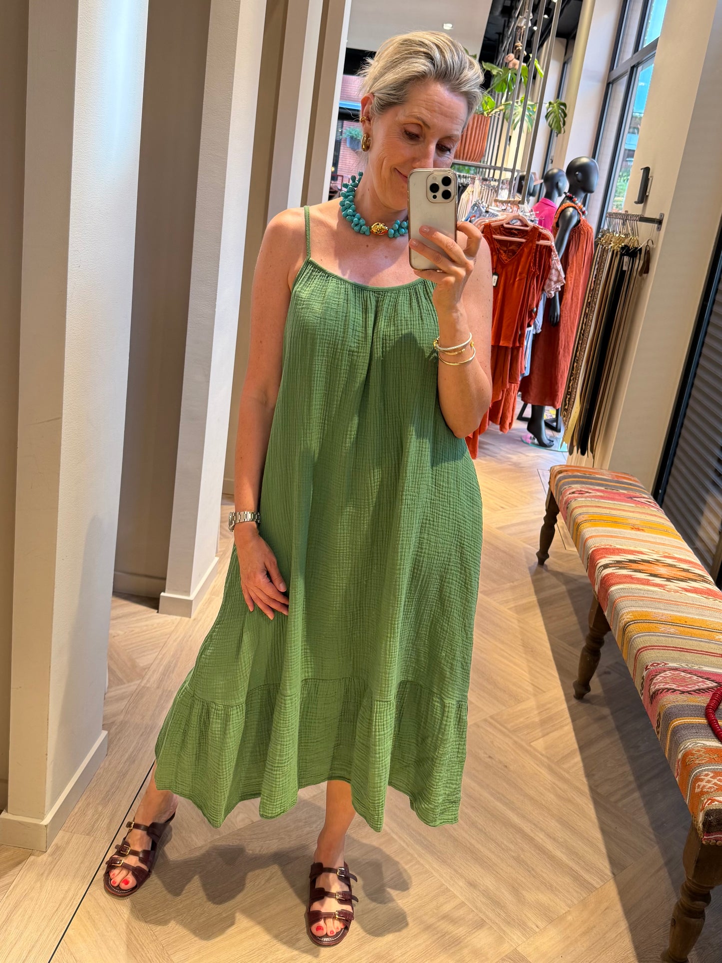 Jurk Marouska Mouseline Groen - Peet kleding