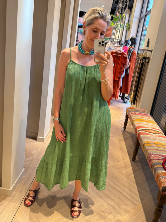 Jurk Marouska Mouseline Groen - Peet kleding