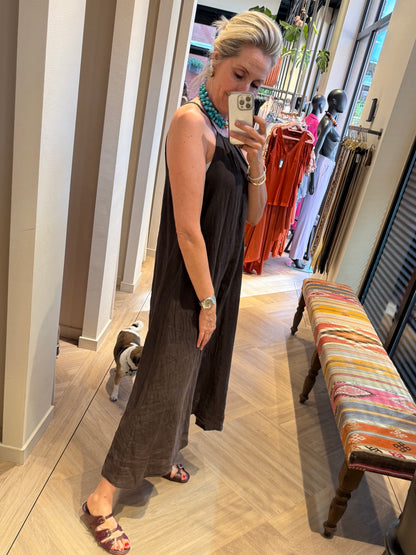 Jurk Marina Linnen Bruin - Peet kleding