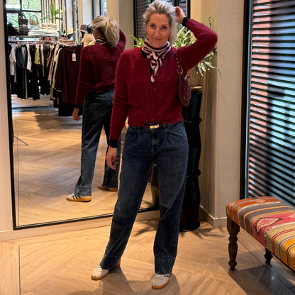 Red Button Vest Fuzzy Bordeaux - Peet kleding